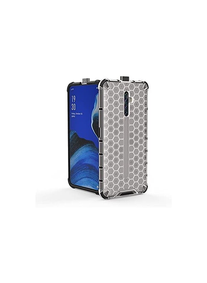 Case Cover Honeycomb Case Shockproof Camera Protection Cover Compatible with  Oppo Reno 2F / Oppo Reno 2z (White Clear) - Image 3