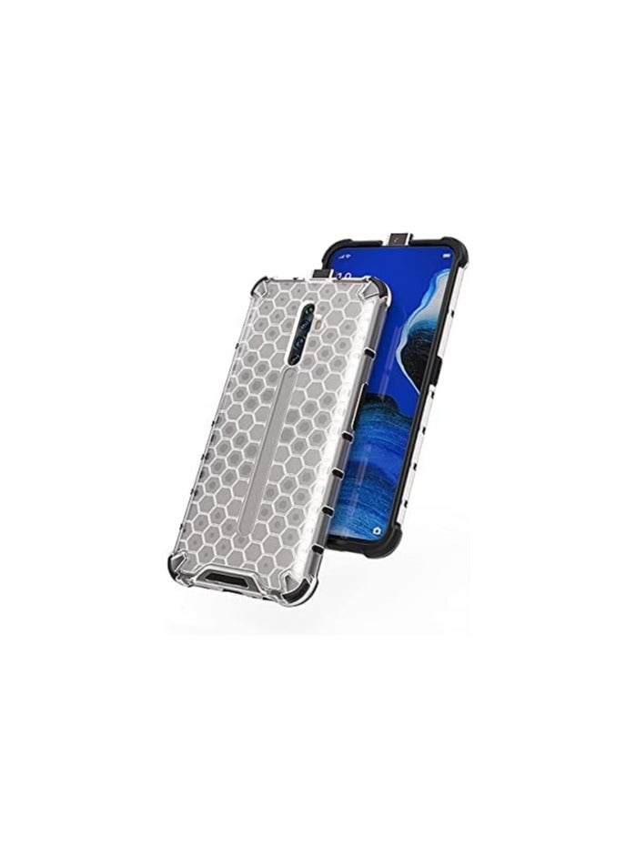 Case Cover Honeycomb Case Shockproof Camera Protection Cover Compatible with  Oppo Reno 2F / Oppo Reno 2z (White Clear) - Image 2