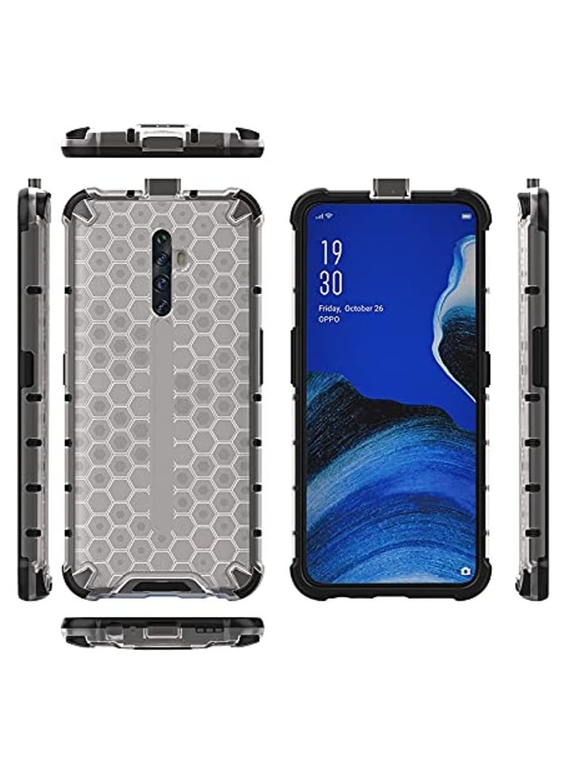 Case Cover Honeycomb Case Shockproof Camera Protection Cover Compatible with  Oppo Reno 2F / Oppo Reno 2z (White Clear) - Image 1