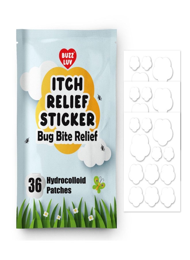 BUZZLUV Itch Relief Patches for Kids 36 Hydrocolloid Patches, Anti Itch Stickers, Fast Bite Itch Relief, Reduce Swelling Itching, Summer Travel Essentials for Outdoor, Camp, Hiking, Chemical-Free - Image 1