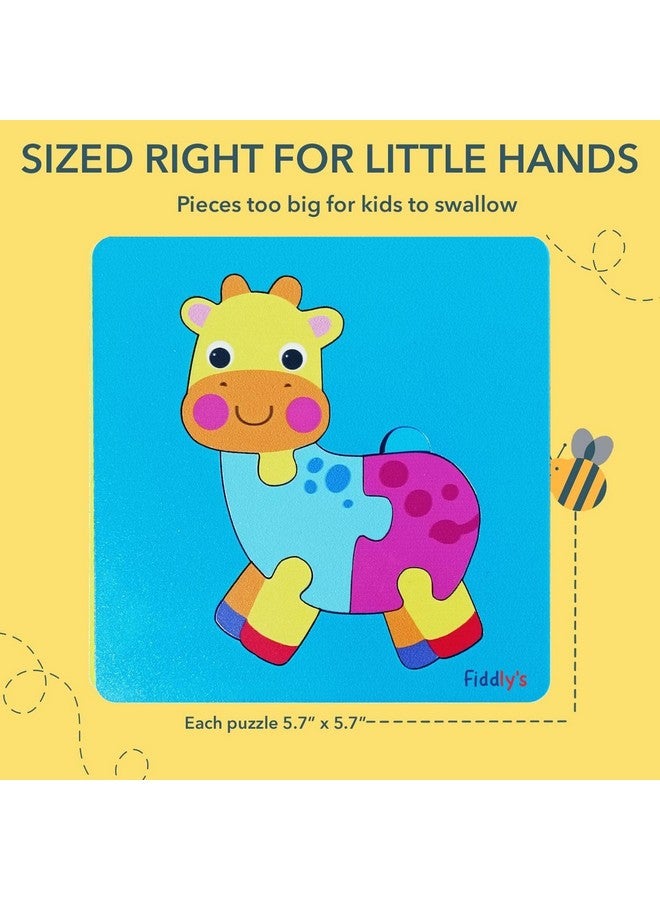 Fiddlys 3D Cute Cartoon Wooden Jigsaw Puzzles for Kids & Children (Pack of 6 Baby Animal + Ship) - Image 5