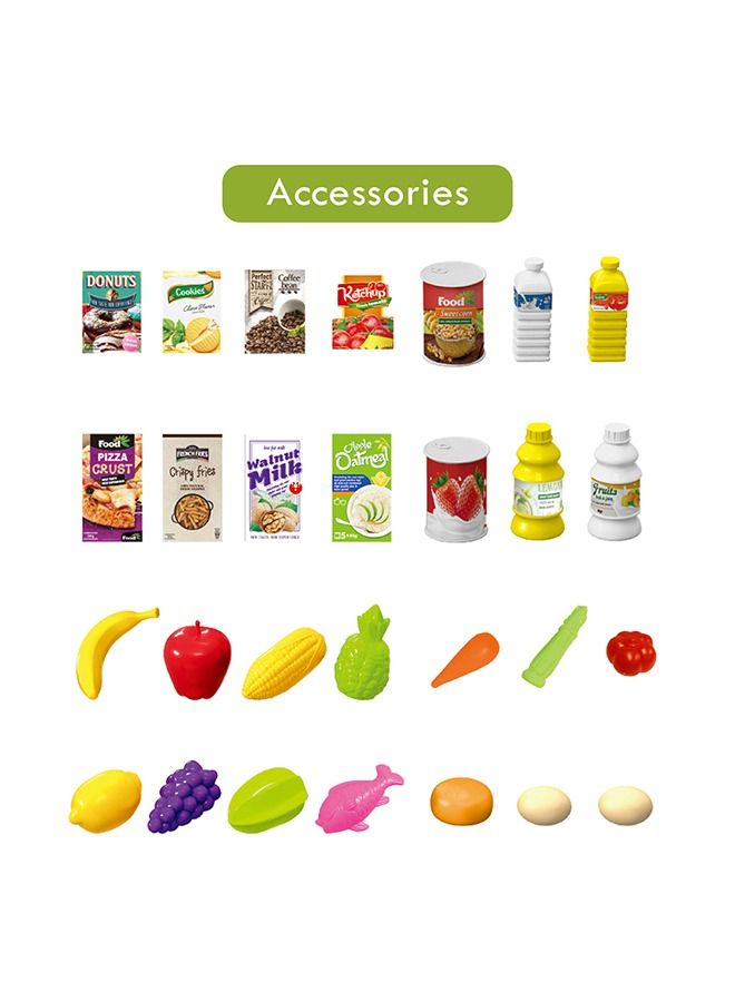 Little Story 56-Pieces Role Play Market Shopping Cart Toy Set - Green - Image 4