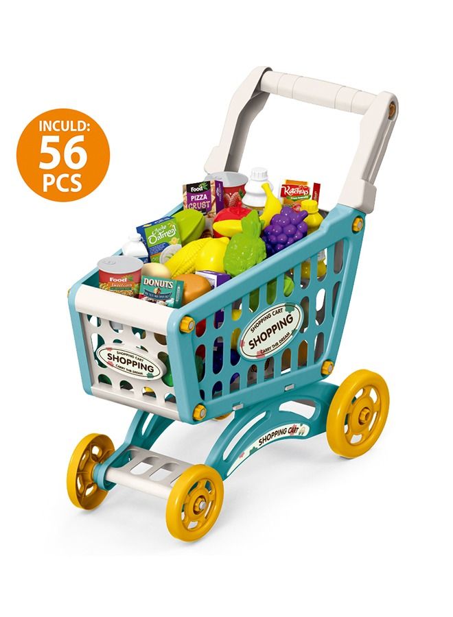 Little Story 56-Pieces Role Play Market Shopping Cart Toy Set - Green - Image 3