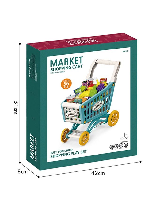 Little Story 56-Pieces Role Play Market Shopping Cart Toy Set - Green - Image 5