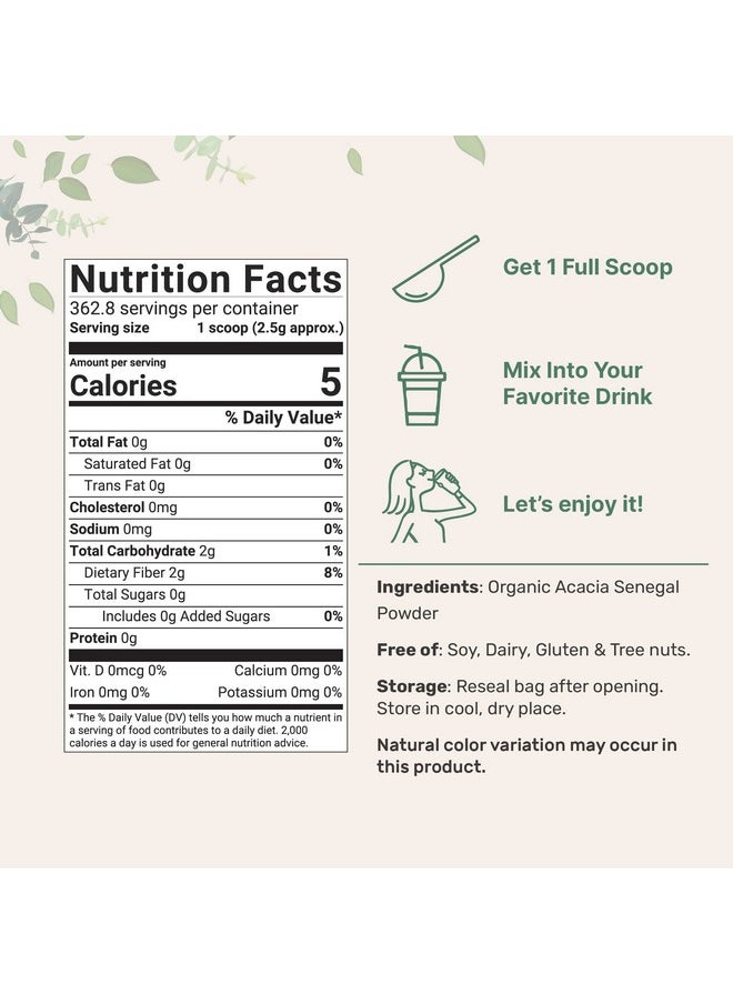 Micro Ingredients - Organic Acacia Senegal Powder 2 Pounds (32 Ounce) Instant Soluble Fiber Powder Plantbased Prebiotic Superfood For Gut Health Nongmo No Gluten Vegan - Image 1