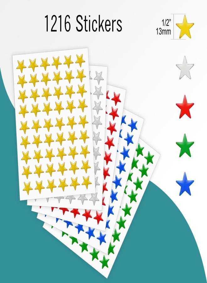 EXTRIC Star Stickers 1216 Pack Assorted Colors. Foil Star Stickers ' Diameter, Great for Kids Reward, Arts and Crafts, Homeschool Supplies - Image 2