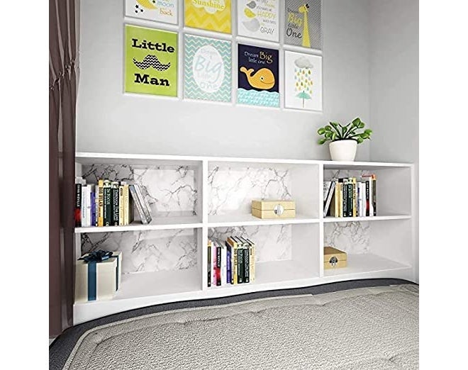 COSMOS STAR ™ فيلم أثاث رخام السماء البيضاء للفيلم الداخلي ورق الجدران لخزائن الأبواب، الخزائن، الثلاجات، أسطح الطاولات، الجدران، الأرضيات، مشاريع التجديد الأخرى (24 × 200 بوصة، رخام السماء البيضاء) - Image 2