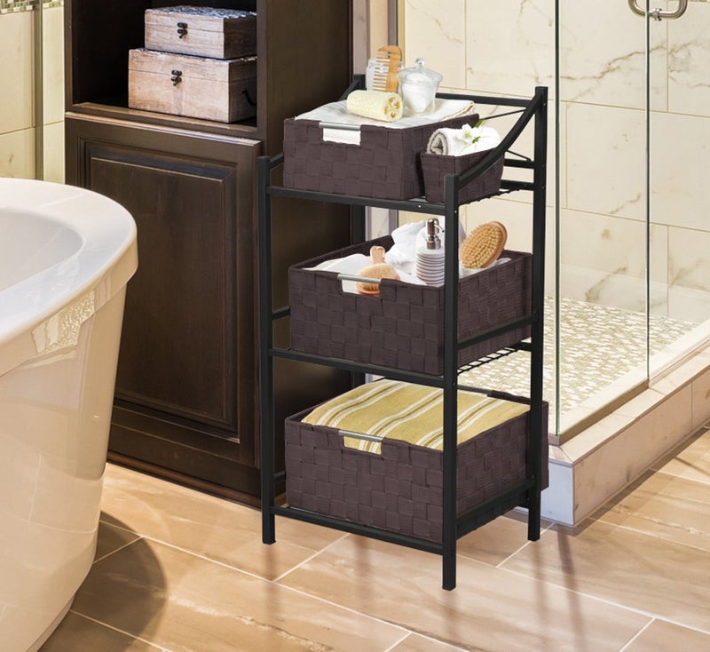 Sorbus Storage Baskets for Organizing (Set of 7), Mesh Hand-Woven Design, Linen Closet Organizers and Storage, Organizer Storage Baskets for Shelves, Variety Pack Organizers and Storage (Chocolate) - Image 3