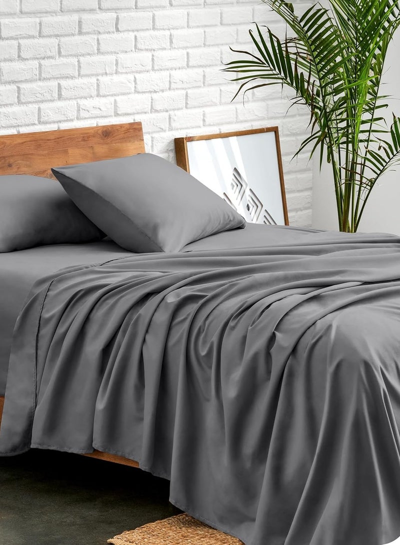 تى ام هوم طقم ملاية رمادي 3 قطع من TM Home – قطن طبيعي 100%، 400 غرزة، جودة فندقية 5 نجوم  - Image 1