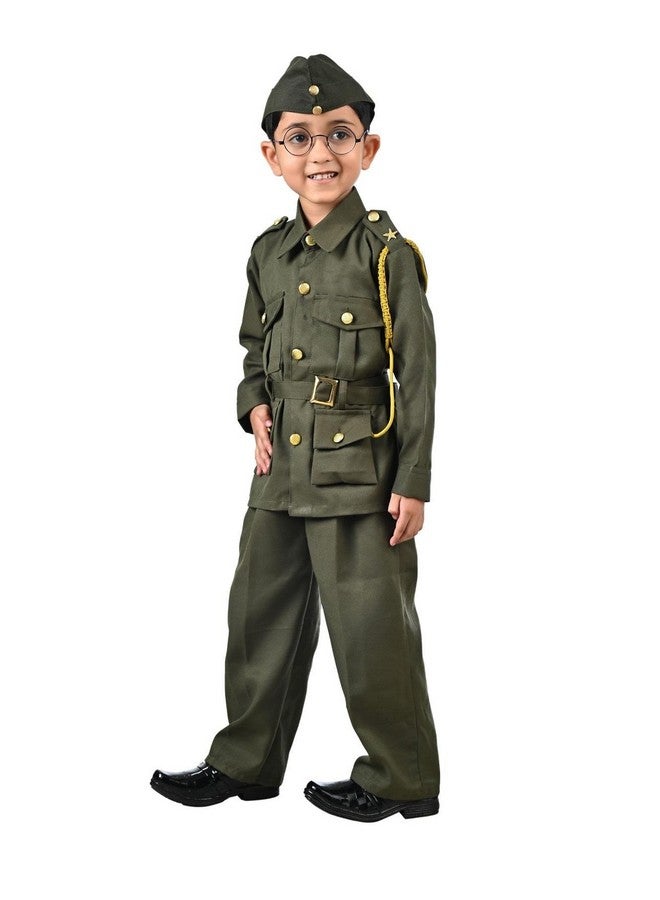 BookMyCostume Subhash Chandra Bose Freedom Fighter Kids Fancy Dress Costume - Green 8-9 years - Image 1