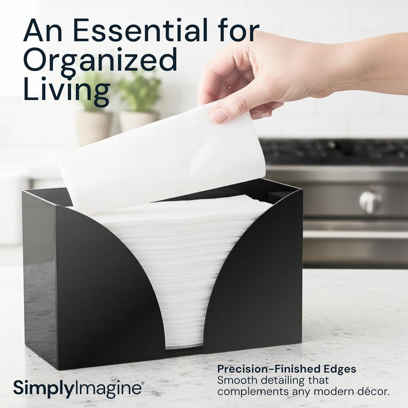 SimplyImagine موزع حامل مناديل ورقية للطاولة من من الأكريليك - حامل مناديل أسود للحمام - موزع مناديل ورقية أسود - Image 4