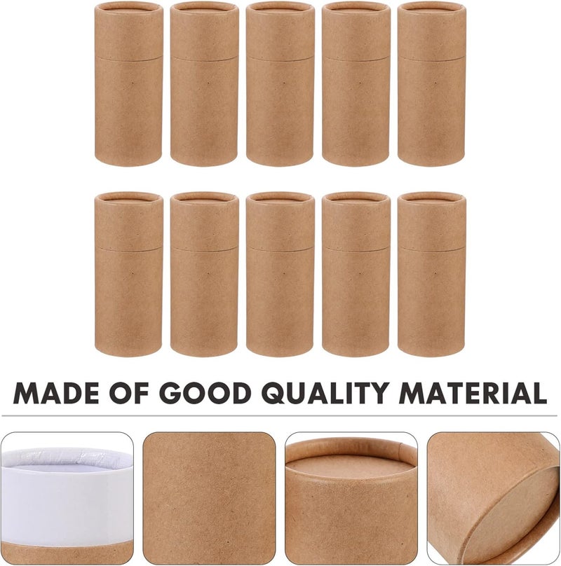 klarako 10pcs Empty Kraft Paper Jar 100ml Cardboard Boxes Essential Oil Bottle Packaging Case Gift Paper Tube Round Container for Pencils Tea Caddy Coffee Cosmetic Crafts - Image 2