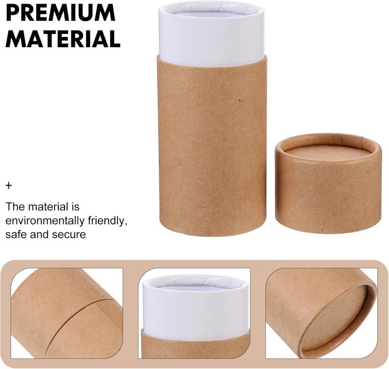 klarako 10pcs Empty Kraft Paper Jar 100ml Cardboard Boxes Essential Oil Bottle Packaging Case Gift Paper Tube Round Container for Pencils Tea Caddy Coffee Cosmetic Crafts - Image 5