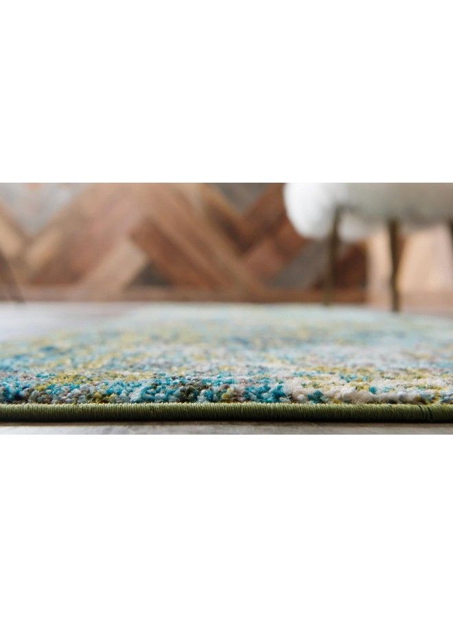 Unique Loom مجموعة كروماتيكية سجادة منطقة حديثة ملونة وحيوية لأي ديكور منزلي 2 قدم 2 بوصة × 6 قدم 7 بوصة أخضر أزرق - Image 4