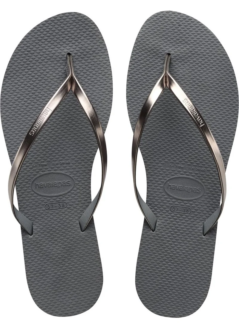 havaianas You Metallic Gray Steelmetallic Graphite Silver Women's Slippers