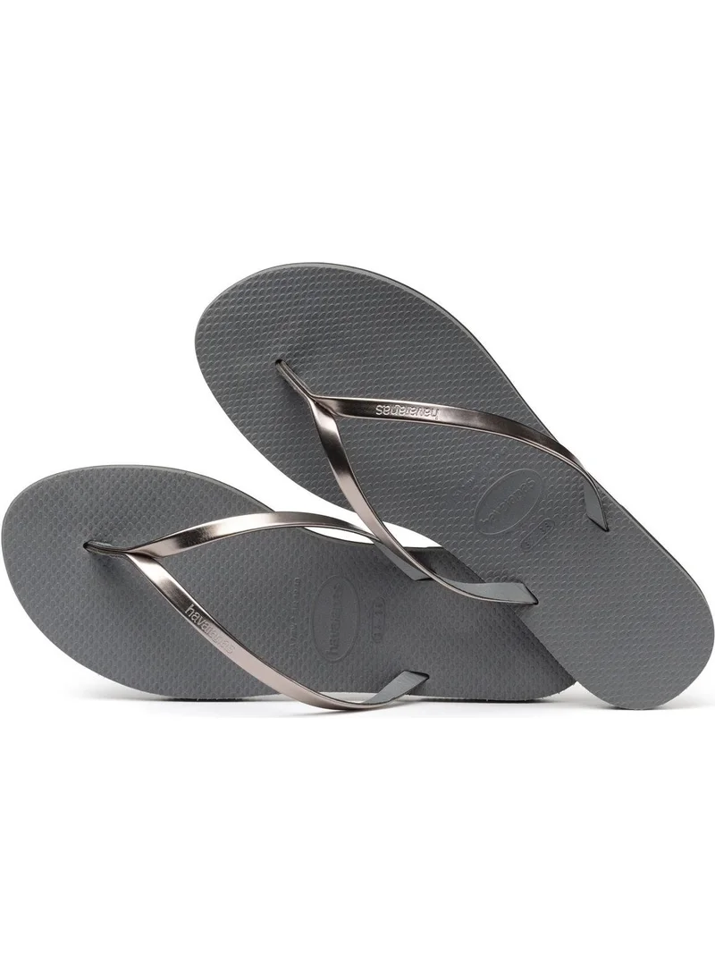 havaianas You Metallic Gray Steelmetallic Graphite Silver Women's Slippers