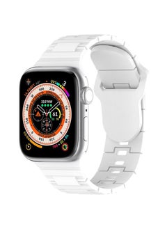 Generic Replacement Strap For Apple Watch 42mm Square Buckle Armor Style Silicone Watch Band White 