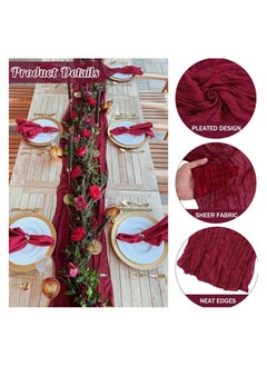 DELGREEN 90*400CM Translucent Table Runner Chessian Tablecloth for Wedding Reception Bridal Shower Party Decoration Table Centerpiece  - Image 2