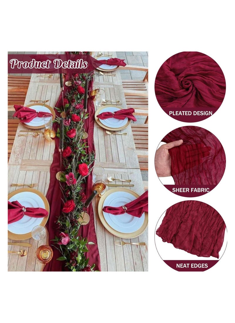 DELGREEN - 90*400CM Translucent Table Runner Chessian Tablecloth for Wedding Reception Bridal Shower Party Decoration Table Centerpiece - Image 1