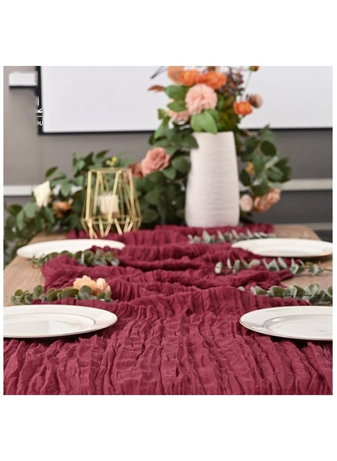 DELGREEN - 90*400CM Translucent Table Runner Chessian Tablecloth for Wedding Reception Bridal Shower Party Decoration Table Centerpiece - Image 1