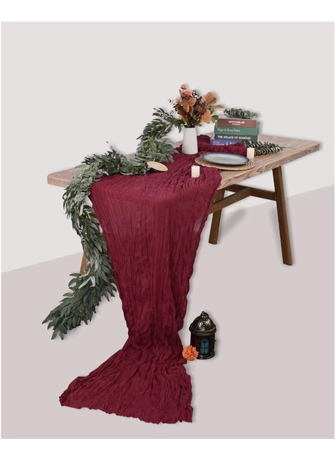 DELGREEN - 90*400CM Translucent Table Runner Chessian Tablecloth for Wedding Reception Bridal Shower Party Decoration Table Centerpiece - Image 1