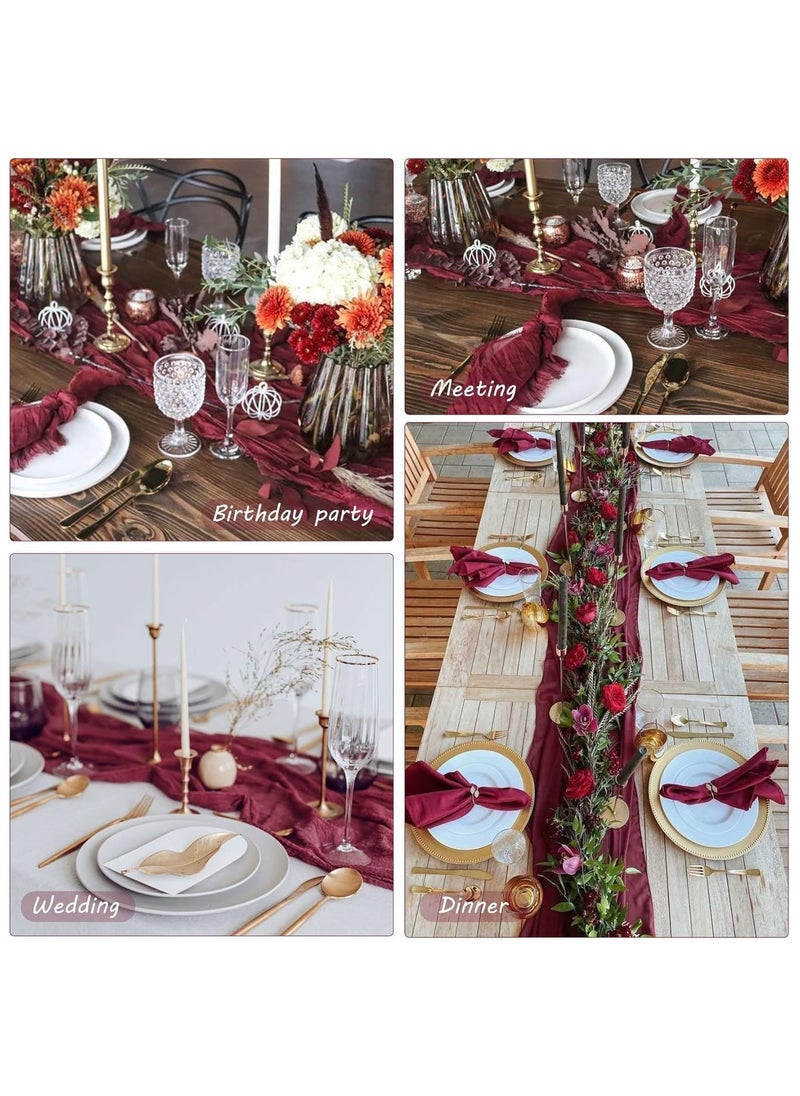 DELGREEN - 90*400CM Translucent Table Runner Chessian Tablecloth for Wedding Reception Bridal Shower Party Decoration Table Centerpiece - Image 1