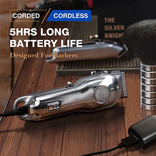 SUPRENT® PRO Professional Hair Clippers for Men- Hair Cutting Kit & Zero Gap T-Blade Trimmer Combo- Cordless Barber Clipper Set with LED Display for Mens Gifts (Silver) - Image 2