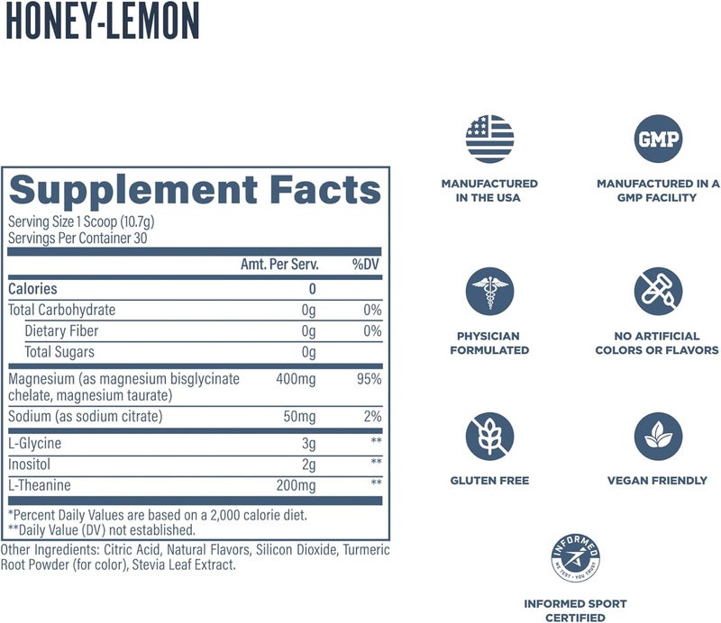 revive مكمل دعم النوم من ريفيف MD للبالغين بنكهة العسل والليمون مع المغنيسيوم جليسينات الإينوزيتول الجليسين L-ثيانين يعزز الاسترخاء وصحة النوم - Image 5