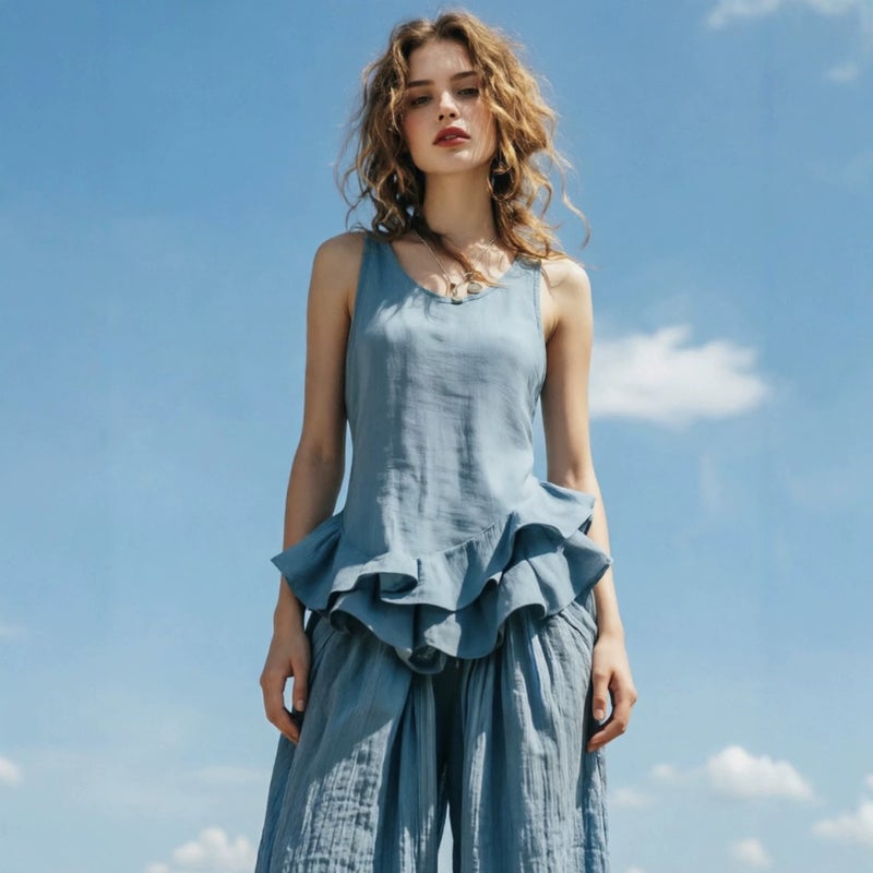 Women's Sleeveless Ruffle T-Shirt - Image 3