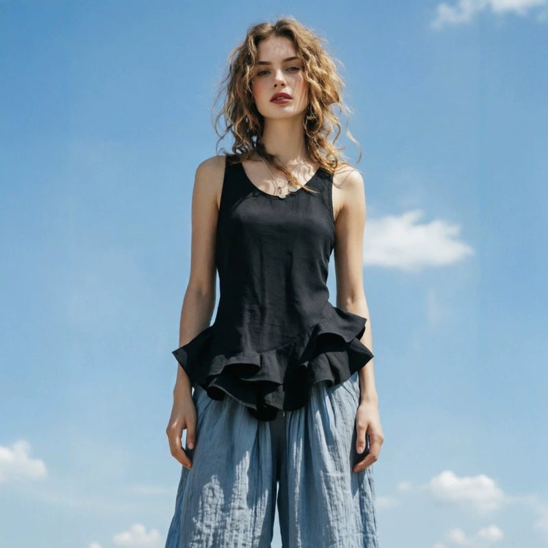 Women's Sleeveless Ruffle T-Shirt - Image 4