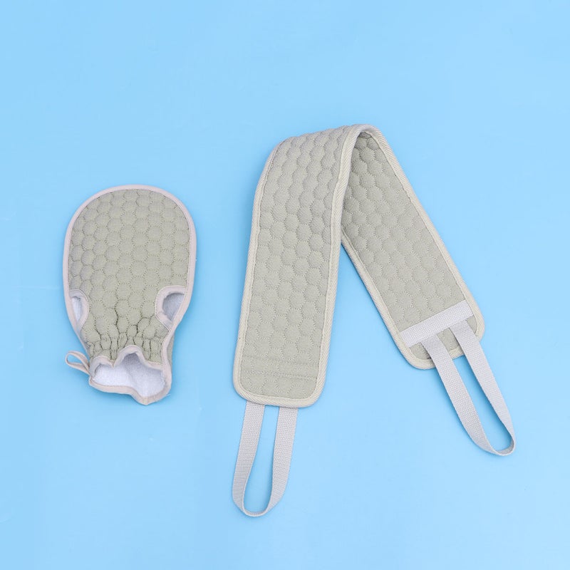 4 pcs Bath Towel Rub Back Rubbing Towel Scrubber Back Scrub Strip Shower Towel Gloves (Grey) - Image 4