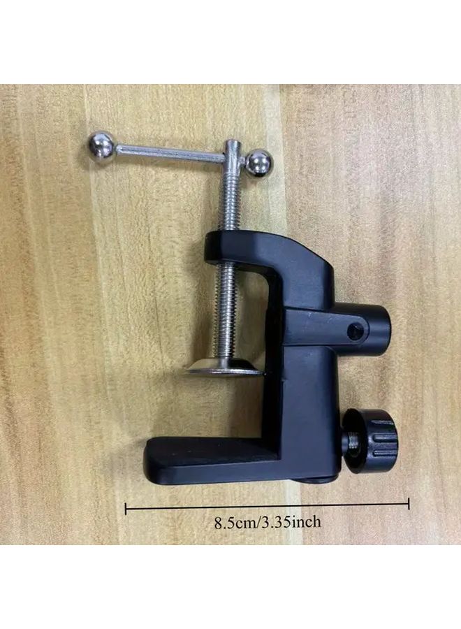 Heavy Duty Metal 2 in 1 Table Mount Mic Clamp Holder with Adjustable Arm Black 1 PC - Image 3