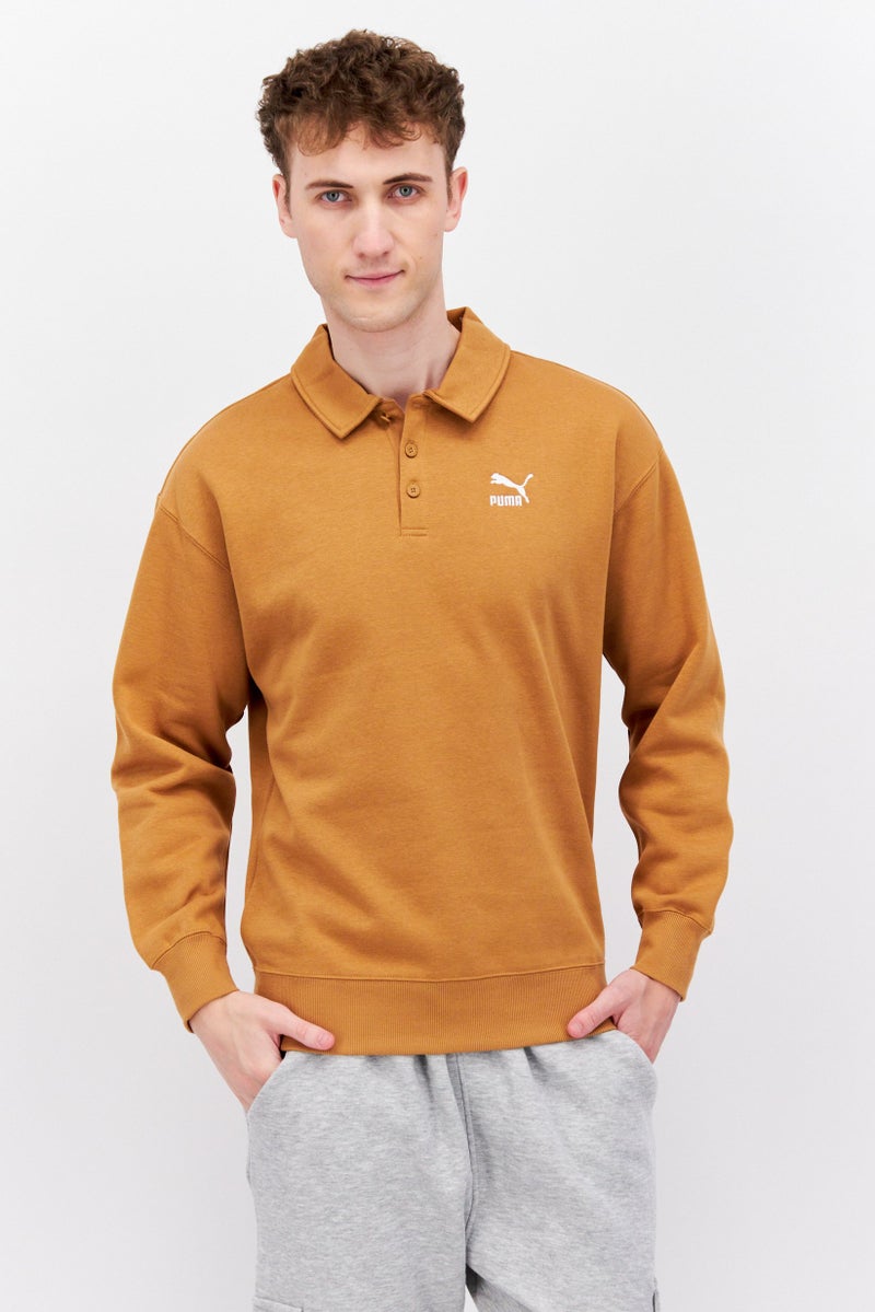 PUMA Men Sportswear Fit Long Sleeve Training Polo Shirt, Dusty Tan  - Image 1
