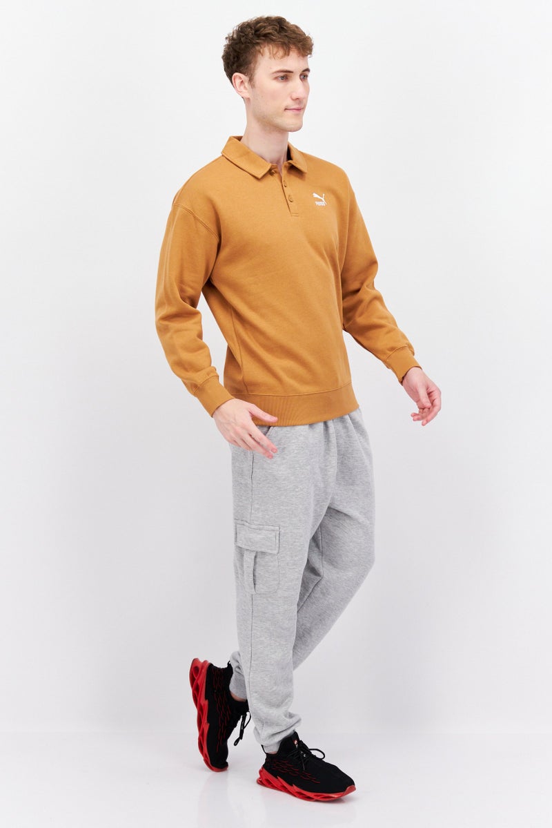 PUMA Men Sportswear Fit Long Sleeve Training Polo Shirt, Dusty Tan  - Image 4