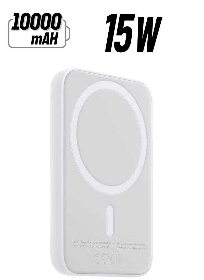 Generic - MagSafe Wireless Power Bank for iPhone 14 Pro – 10,000mAh Portable Charger in White - Image 1