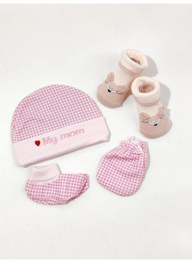 MOM'S HOME Moms Home Newborn Baby Cmb Bib And Antiskid Socks Set Combo Gift Set ; 06 Months ; Pink  - Image 2