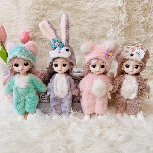TNDCKP 4 Pcs 6 Inch Princess Girl Mini Cute Dolls Sister Small Princess Dolls Miniature Little Girl for 3 Year Old Girls - Image 5