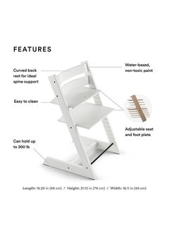 STOKKE Tripp Trapp Chair Adjustable, Convertible Baby High Chair For Toddlers , Children And Adults Convenient, Comfortable And Ergonomic Classic Design White  - Image 4