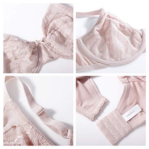 HSIA Minimizer Bras for Women Enchante Full Coverage Underwire Bras Plus Size Lifting Floral Lace Bra for Heavy Breast Dark Pink - Image 5