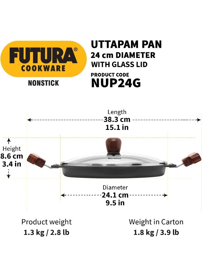 Hawkins Hawkins Futura 24 cm Uttapam Pan, Pancake Tava, Non Stick Uttapa Tawa, Pancake Pan, Snack Maker, Black  - Image 3