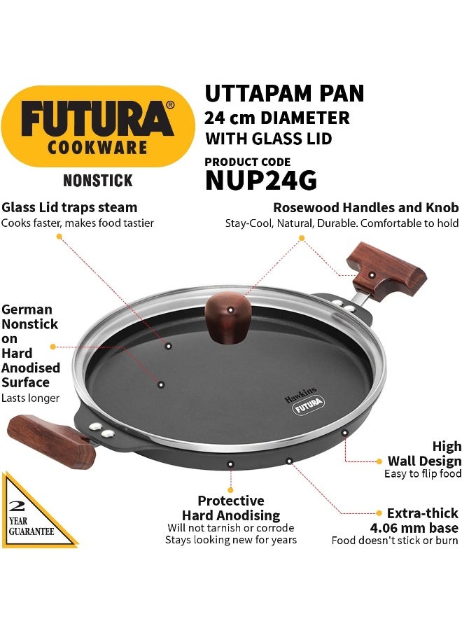 Hawkins Hawkins Futura 24 cm Uttapam Pan, Pancake Tava, Non Stick Uttapa Tawa, Pancake Pan, Snack Maker, Black  - Image 2