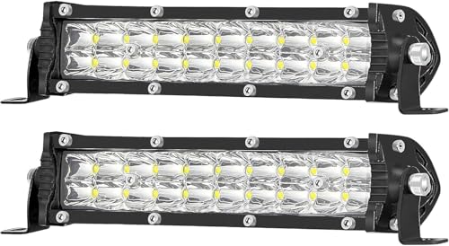 SAN YOUNG LED Light Bars for Truck 7 Inch Slim 12V 24V 120W 10000lm Double Row Work Light Bar for Tractor ATV UTV RV RZR Snowblower Golf Cart Lawn Mower Automotive 2 Pack - Image 1