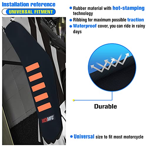 MCHMFG Motorcycle Universal Seat Cover Non-Slip Suitable Rubber Striped Grip Gripper Soft for CRF WR YZF SXF EXC XC SX KLX Dirt Pit Bike Motocross Off Road Motorbike (Orange) - Image 5