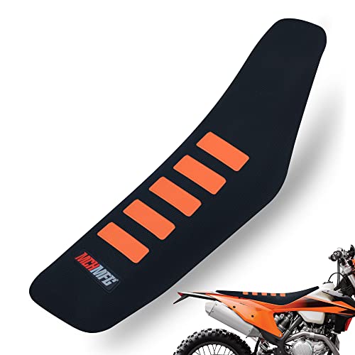 MCHMFG Motorcycle Universal Seat Cover Non-Slip Suitable Rubber Striped Grip Gripper Soft for CRF WR YZF SXF EXC XC SX KLX Dirt Pit Bike Motocross Off Road Motorbike (Orange) - Image 1