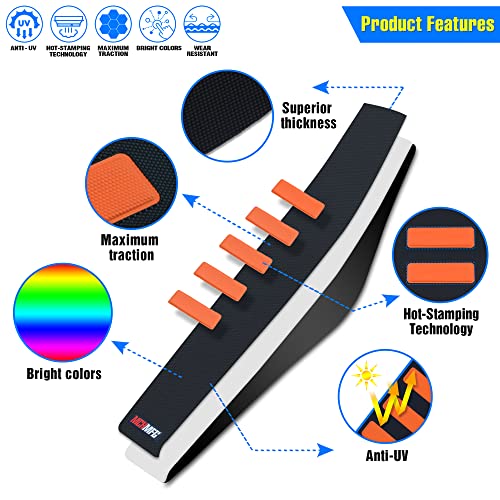 MCHMFG Motorcycle Universal Seat Cover Non-Slip Suitable Rubber Striped Grip Gripper Soft for CRF WR YZF SXF EXC XC SX KLX Dirt Pit Bike Motocross Off Road Motorbike (Orange) - Image 2