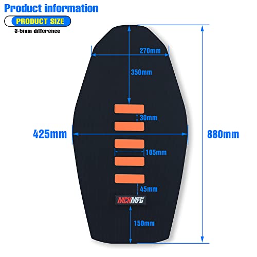 MCHMFG Motorcycle Universal Seat Cover Non-Slip Suitable Rubber Striped Grip Gripper Soft for CRF WR YZF SXF EXC XC SX KLX Dirt Pit Bike Motocross Off Road Motorbike (Orange) - Image 4