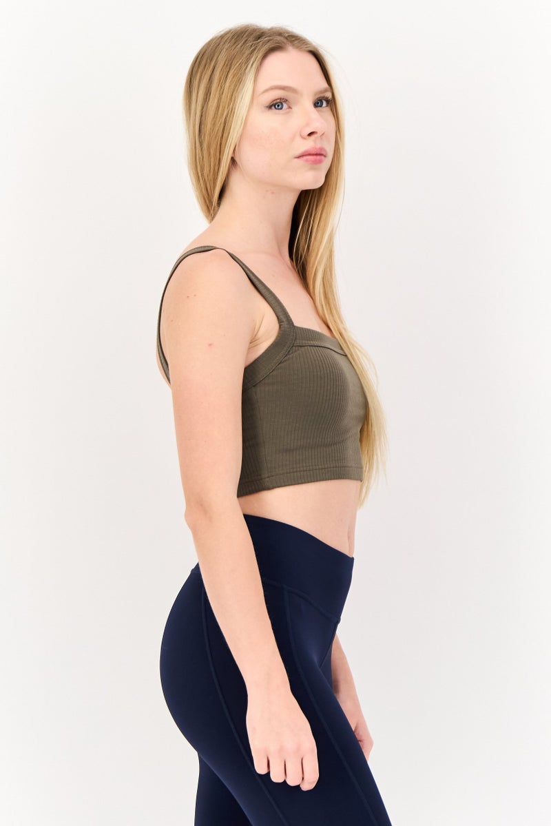 Reebok Women Sportswear Fit Sleeveless Training Top, Olive - Image 3