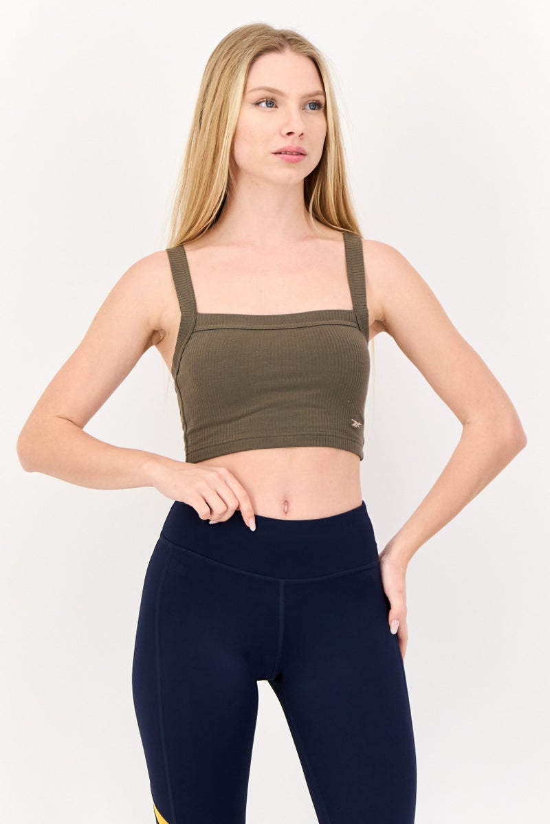 Reebok Women Sportswear Fit Sleeveless Training Top, Olive - Image 1