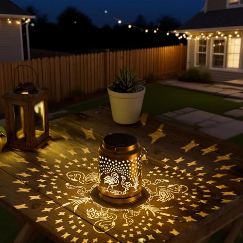 Miggley Flamingo Solar Lantern for Garden Outdoor Decor – Hanging Metal Light Decoration for Patio, Yard, Lawn, Pathway, Backyard – Birthday Gift for Mom, Women, Grandma - Image 3