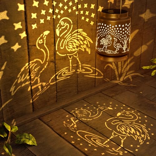Miggley Flamingo Solar Lantern for Garden Outdoor Decor – Hanging Metal Light Decoration for Patio, Yard, Lawn, Pathway, Backyard – Birthday Gift for Mom, Women, Grandma - Image 2